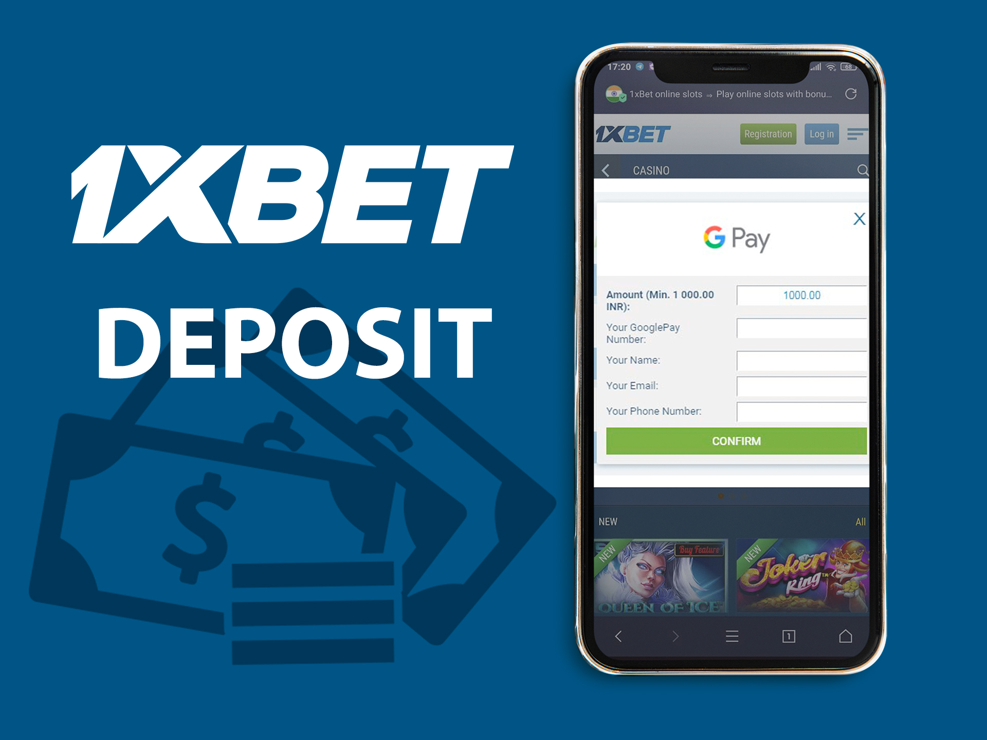 Deposit to 1xbet.