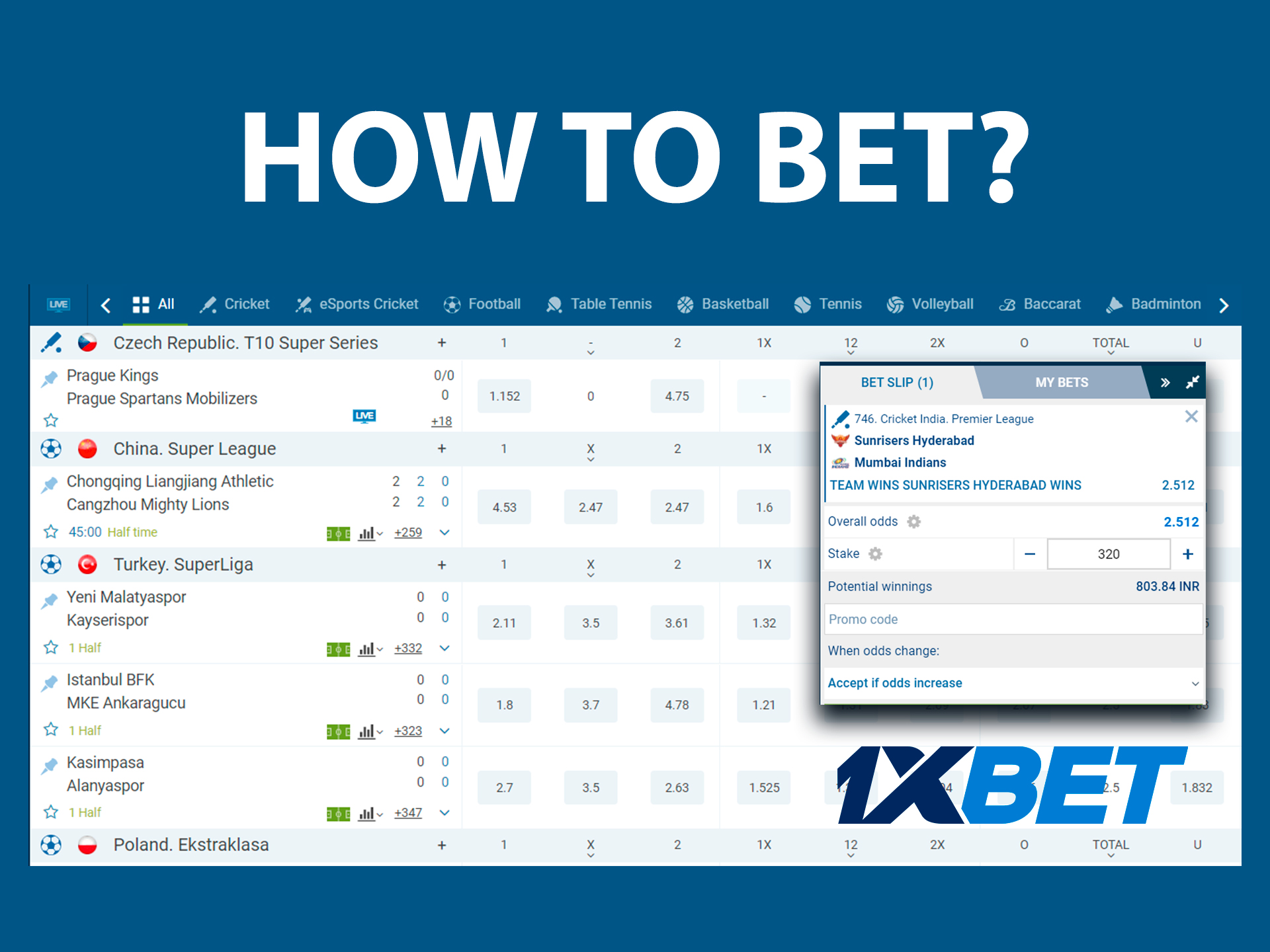 How to start betting on sports online on 1xbet?