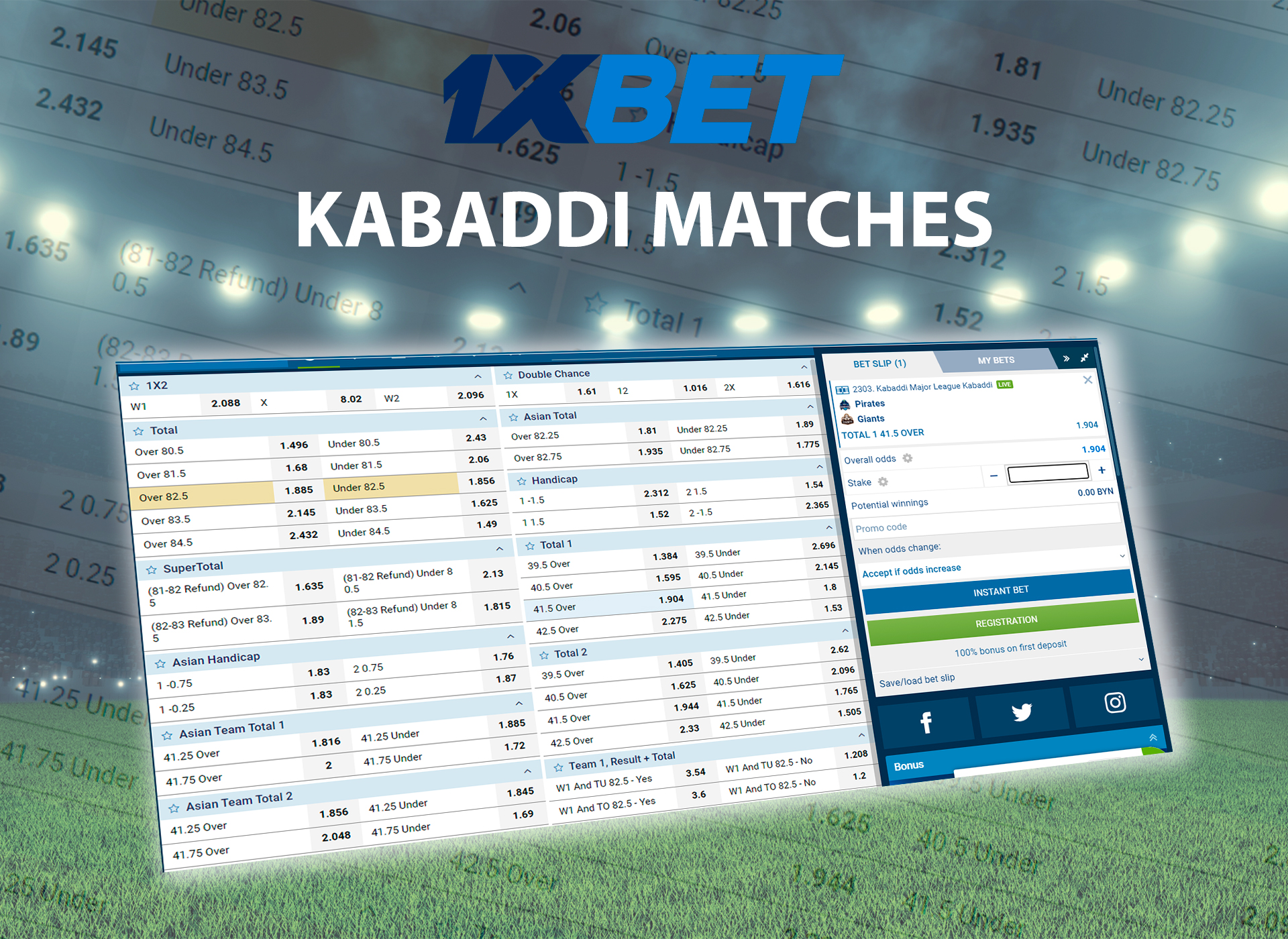 Choose your favorite kabaddi match and pick a market for betting.