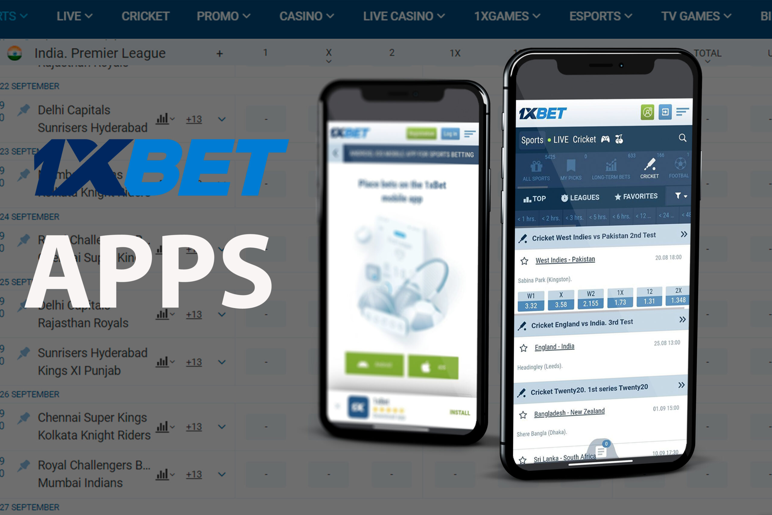 You can also place you bets on cricket via our Android and iOS apps.