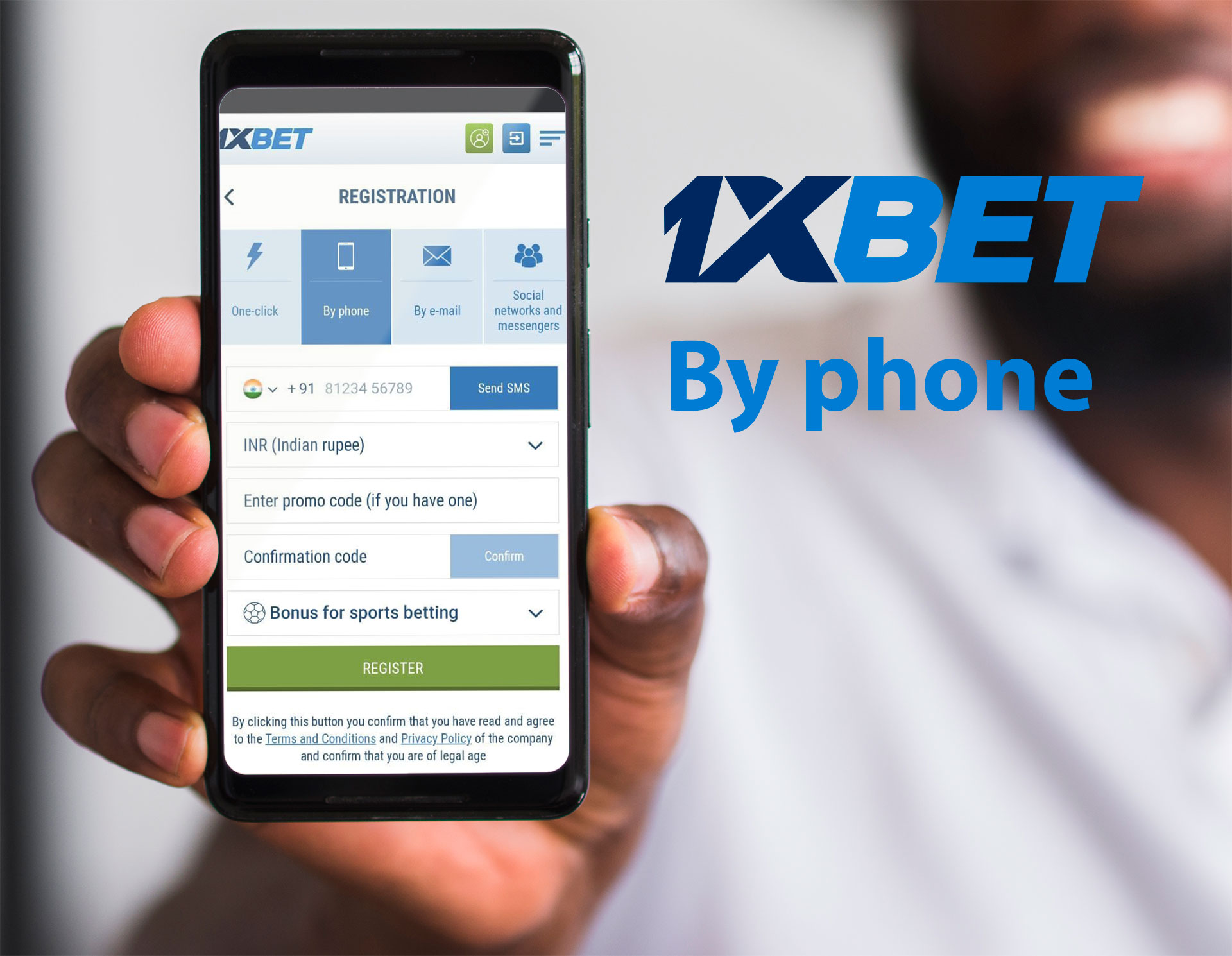 You can register at 1xbet using your phone number.