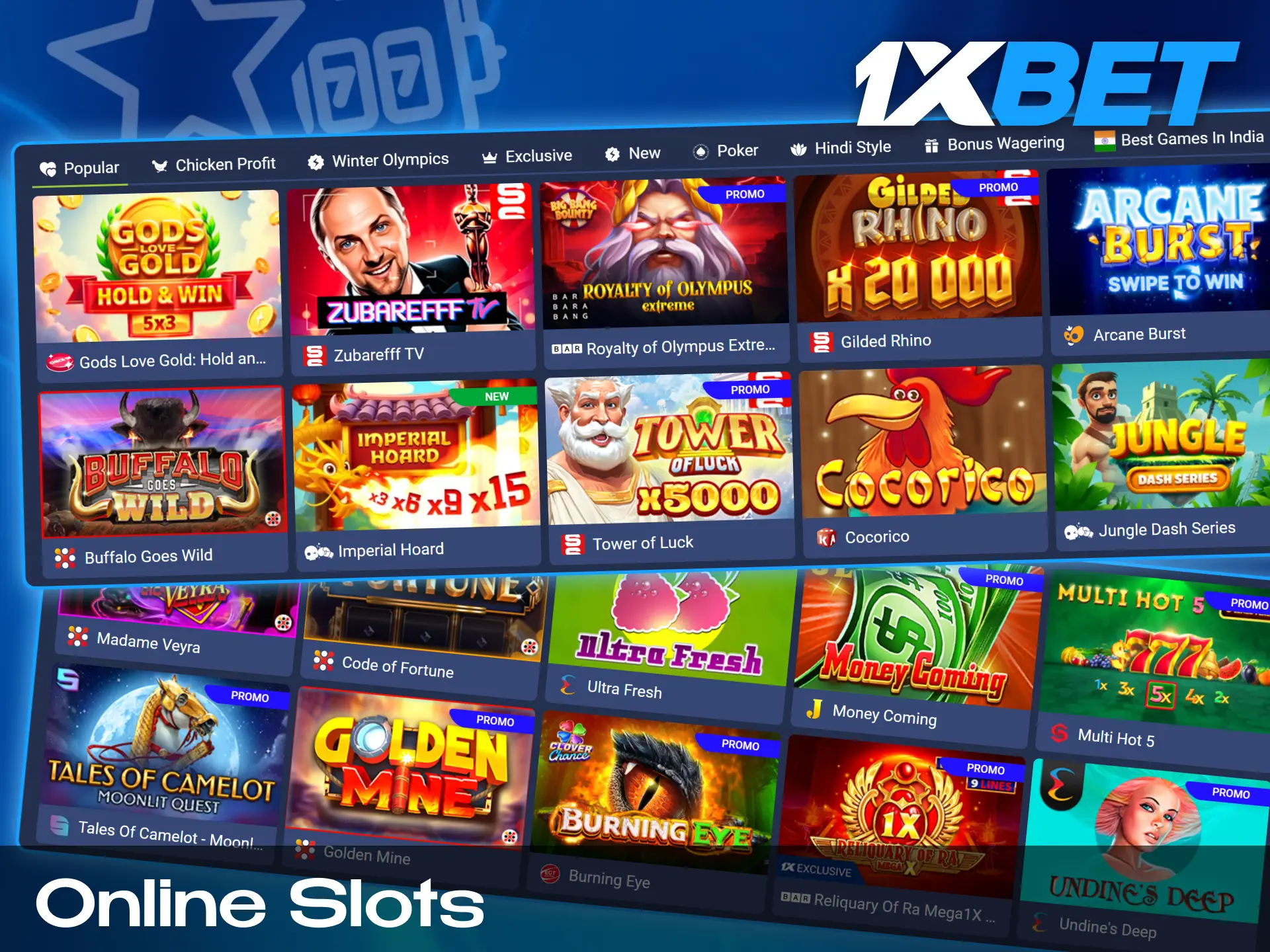 1xbet offers a lot of online slots from the best providers.