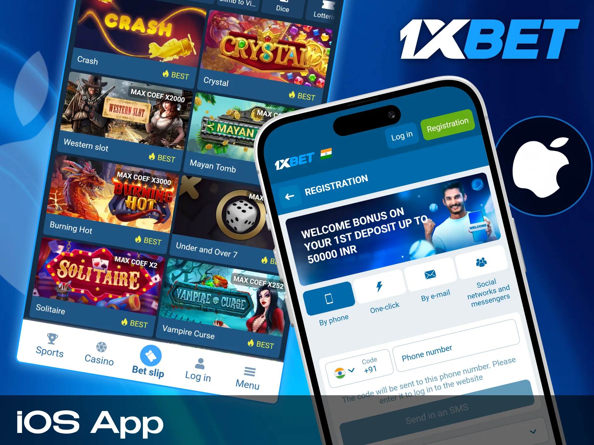 1xBet app for betting on sports on iOS devices.