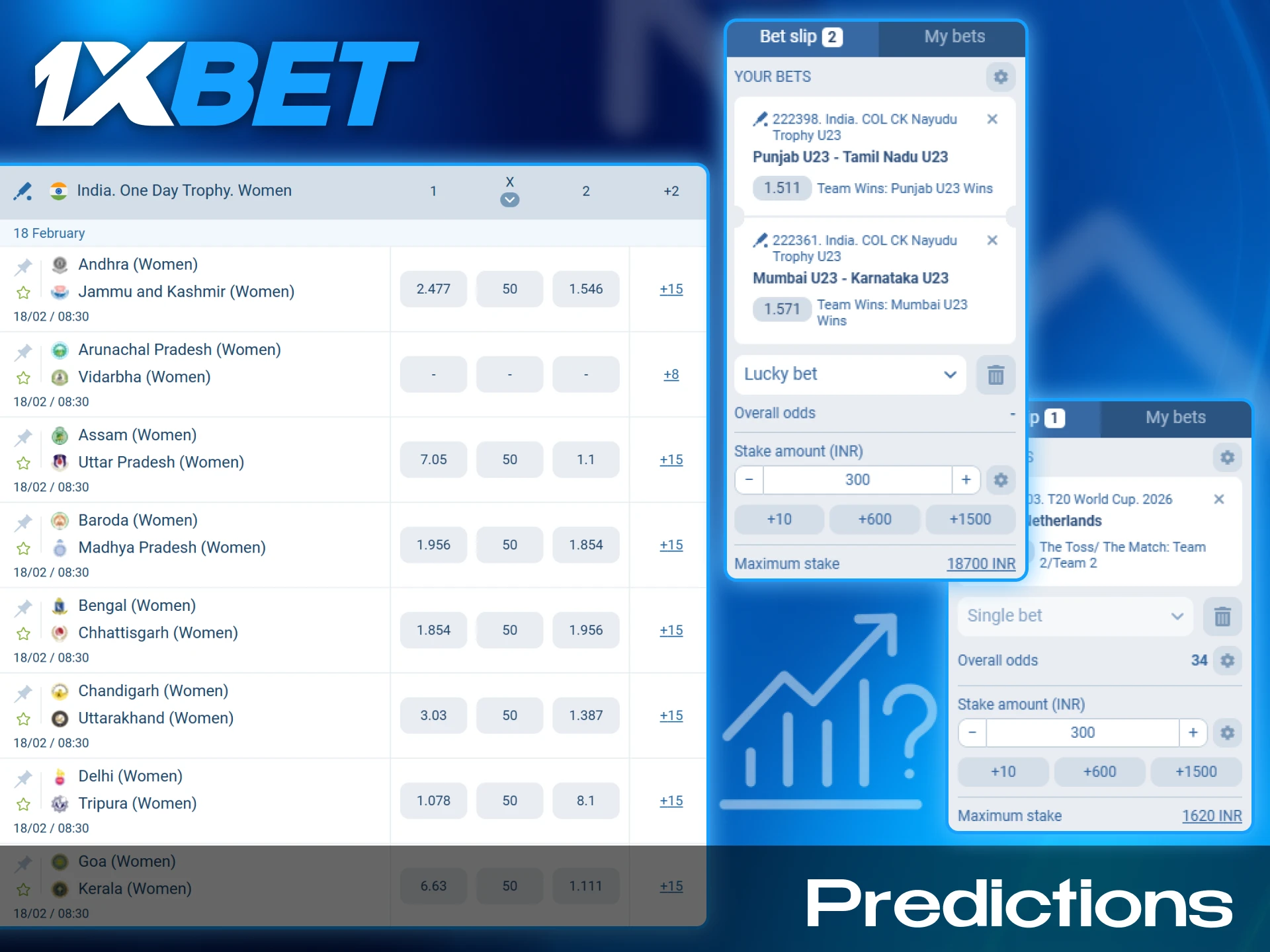 Expert betting tips and match predictions for various sports events on 1xBet India.