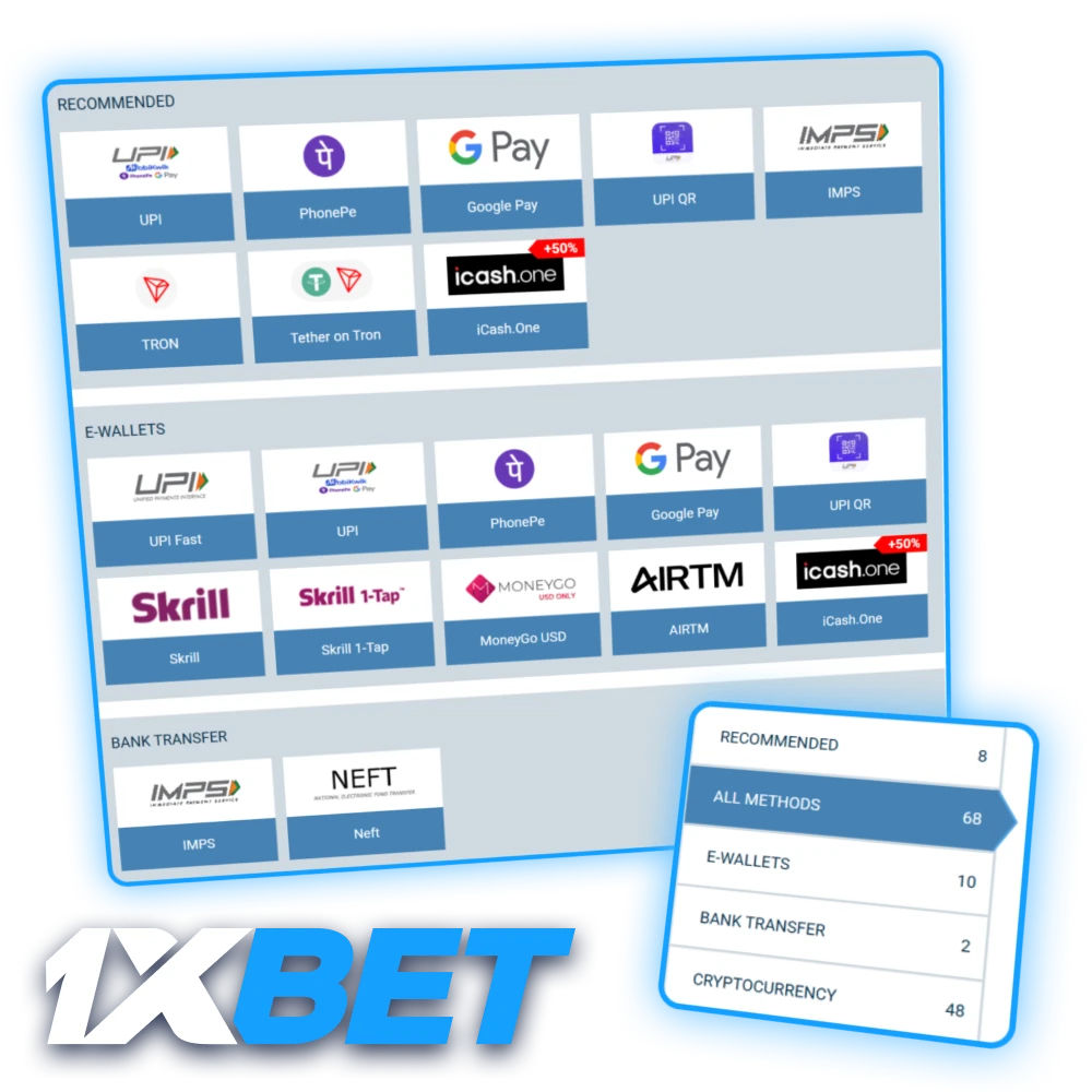Learn how to deposit and withdraw money from 1xbet.