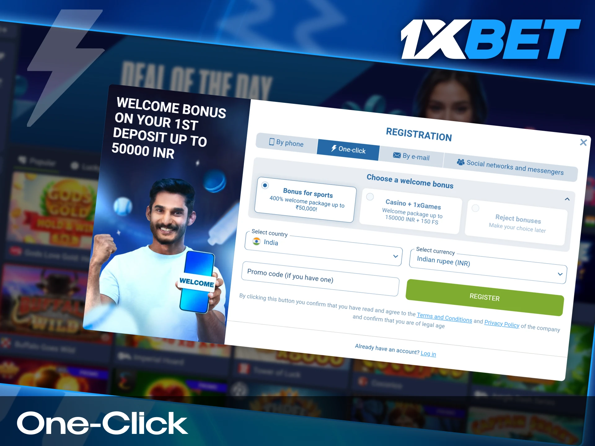 You can quickly register with just one click.