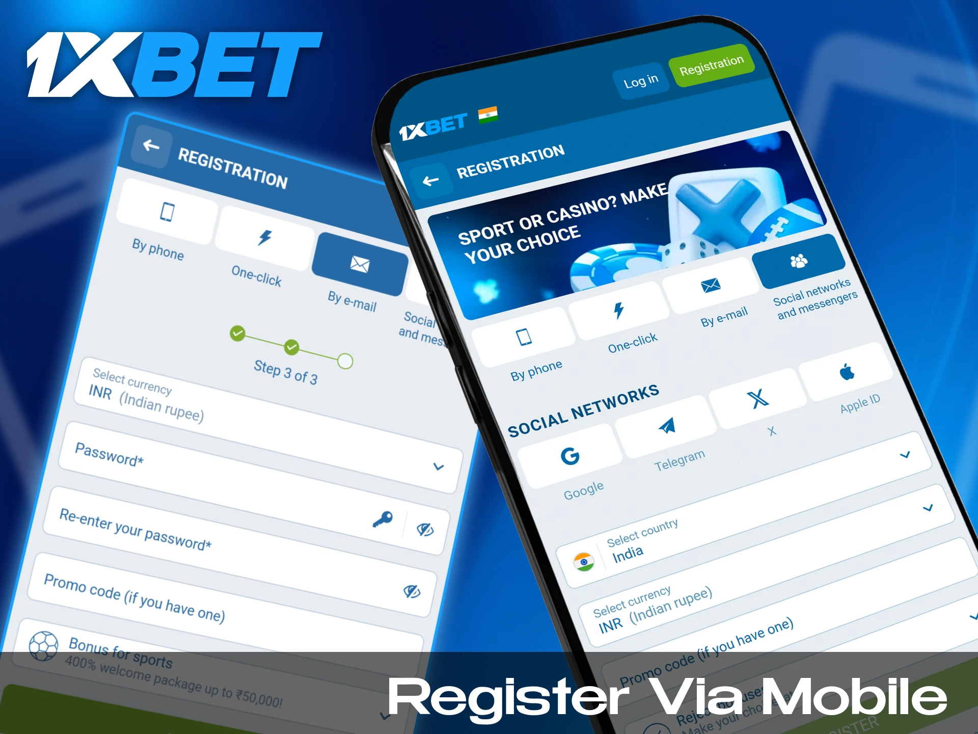 Registration process via the mobile is similar to the webite version.
